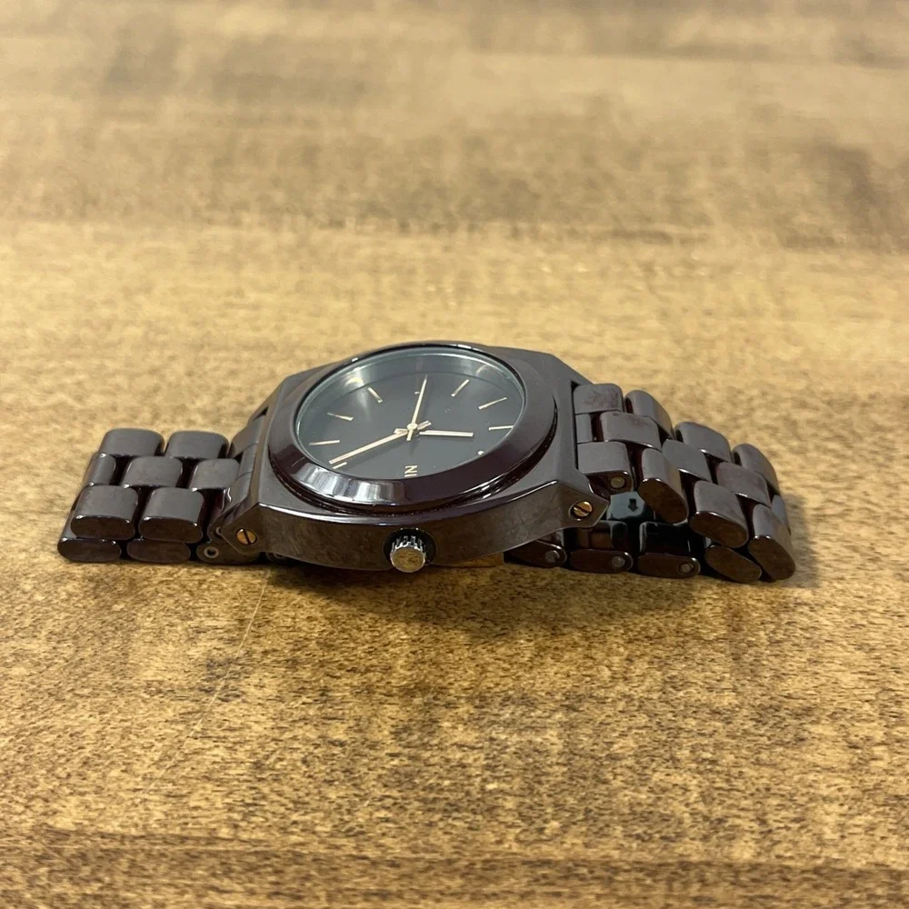 Nixon Men's The Time Teller Brown Ceramic‎ Quartz Watch - Untested Needs Battery